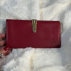 Gucci Red Leather Wallet with Gold Clasp